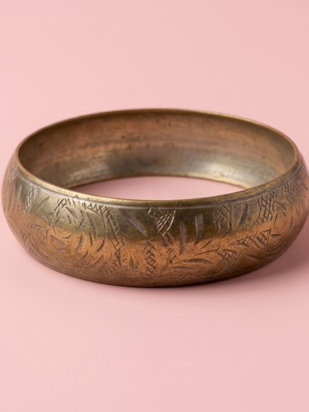 Vintage Silver Etched Cuff Bangle India Bracelet
